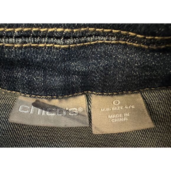 Chico's Denim Embroidered Jacket Shacket - Sz 0 (4/6) - Picture 14 of 16
